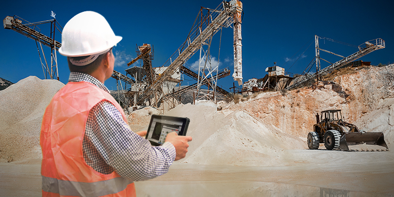 Engineer using tablet digital documentation on construction site